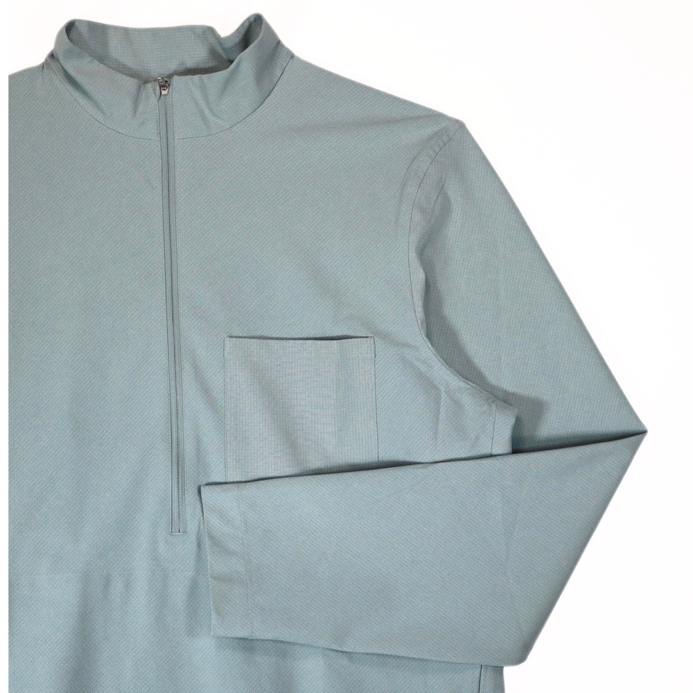 Lululemon Wovenair Half Zip Pullover Mens L/XL Blue Gray Pocket Hiking Active